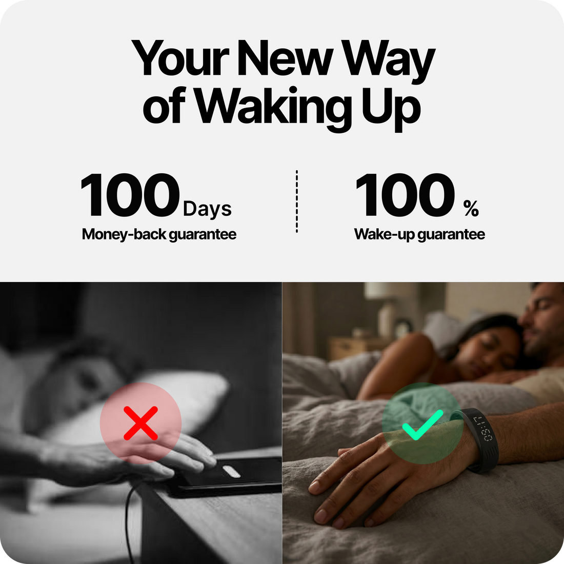 WakeCalm — Silent Vibrating Alarm Wristband for Undisturbed Sleep