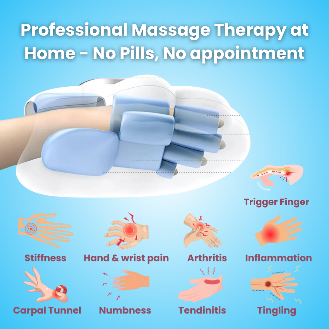 HandEase — Heated Hand Compression Massager for Pain Relief