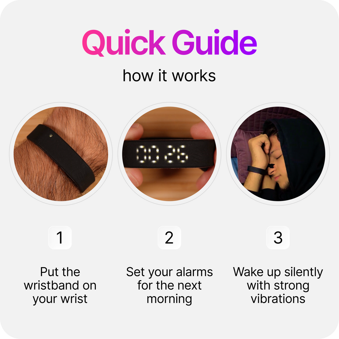WakeCalm — Silent Vibrating Alarm Wristband for Undisturbed Sleep
