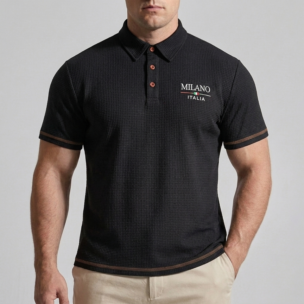 Herres Textureret Strikket Polo – Åndbar Smart-Casual Basis