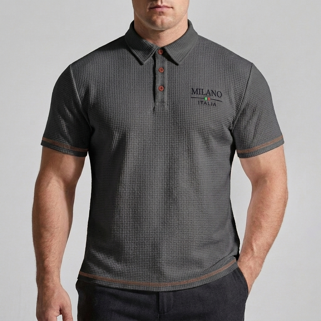 Herres Textureret Strikket Polo – Åndbar Smart-Casual Basis