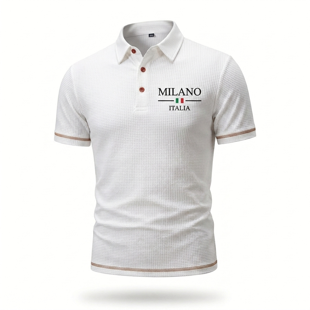 Herres Textureret Strikket Polo – Åndbar Smart-Casual Basis