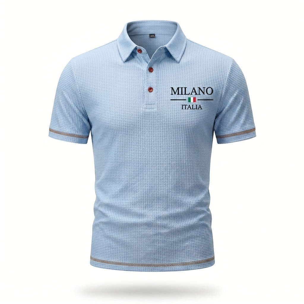 Herres Textureret Strikket Polo – Åndbar Smart-Casual Basis