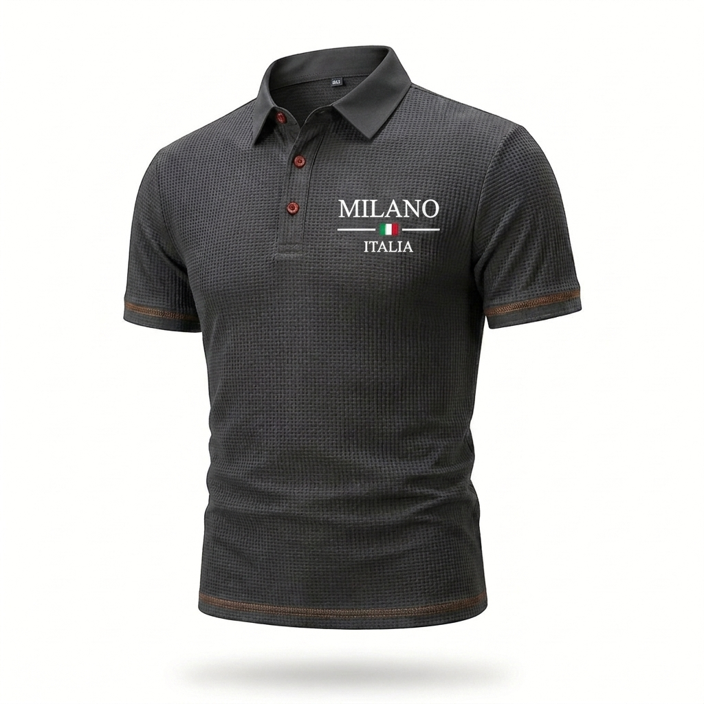 Herres Textureret Strikket Polo – Åndbar Smart-Casual Basis