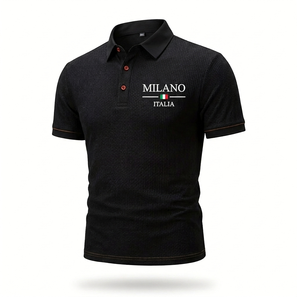 Herres Textureret Strikket Polo – Åndbar Smart-Casual Basis
