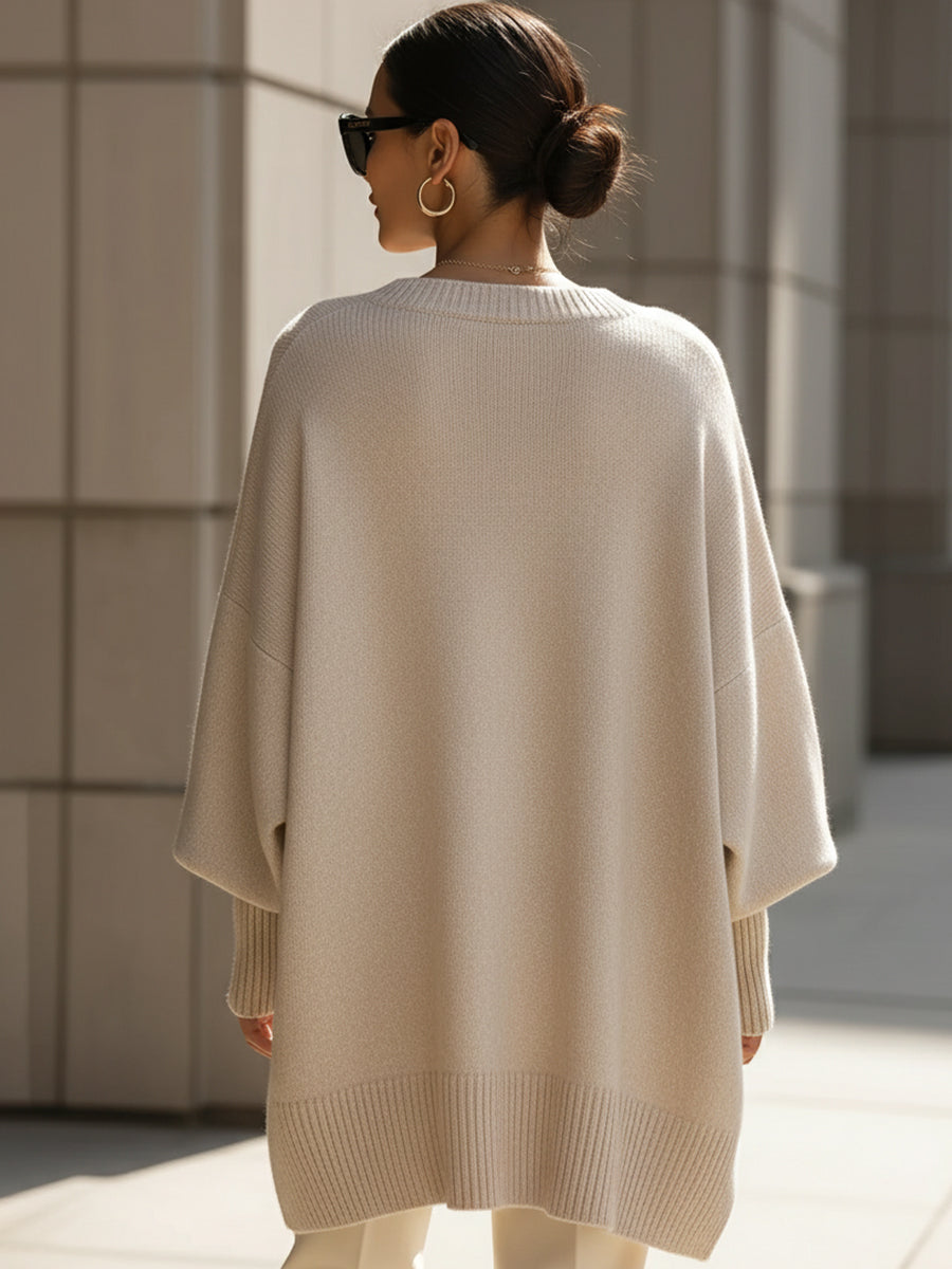 Women's Claire Asymmetrical Knit Sweater - Elegant & Cozy