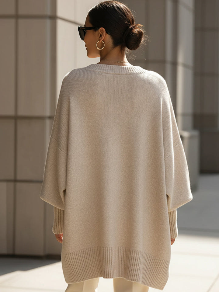 Women's Claire Asymmetrical Knit Sweater - Elegant & Cozy