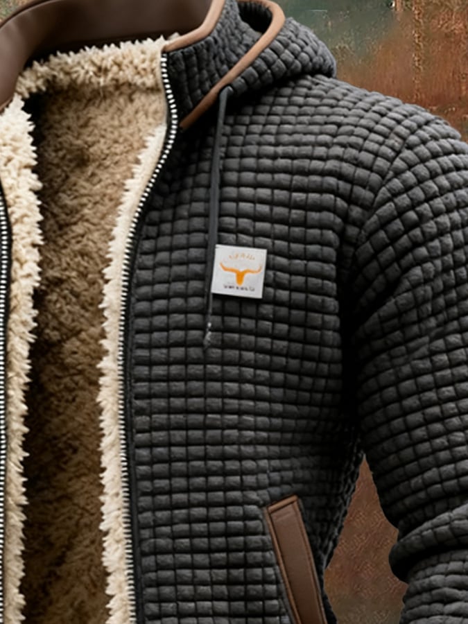 Men's Sherpa-Lined Bomber Jacket – Fleece Warmth, Leather Trim