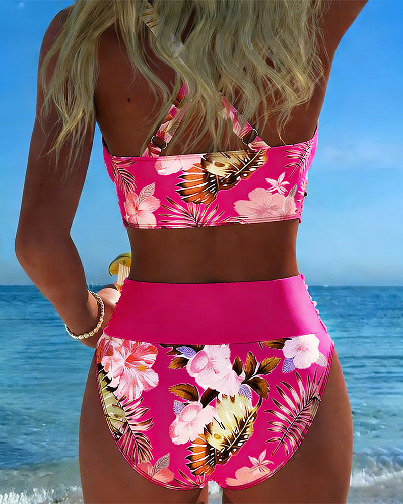 Women's Floral Print Bikini Set - Delicate Feminine Charm