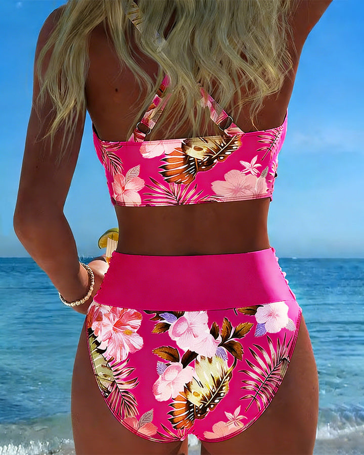 Women's Floral Wrap Bikini Set - Soft Feminine Charm