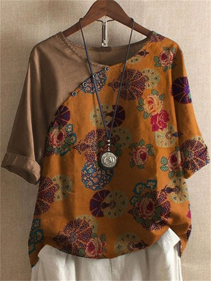 Women's Floral Short Sleeve Button Down Blouse - Everyday Elegance