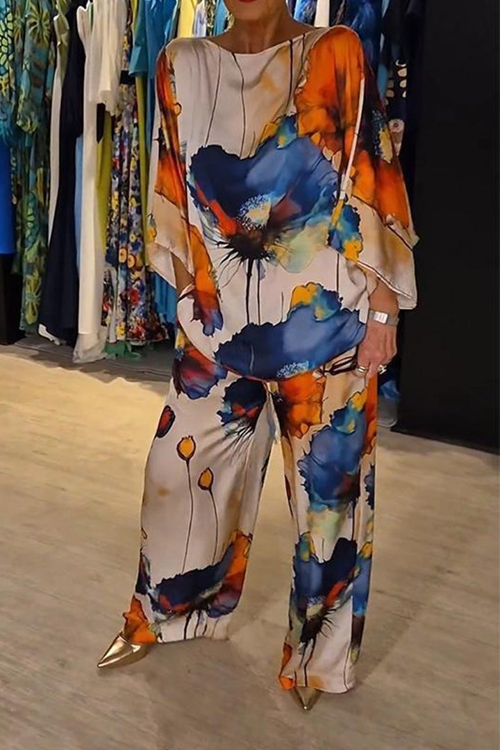 Women's Floral Printed Two-Piece Set - Effortless Elegance