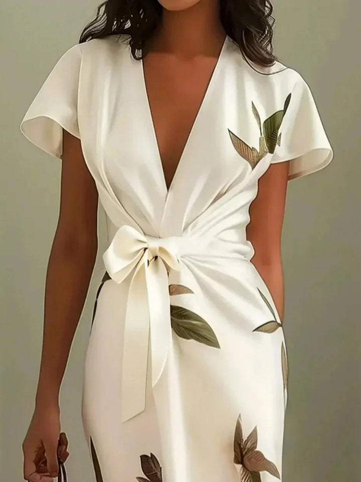Women's Floral Wrap Midi Dress - Effortless Elegance