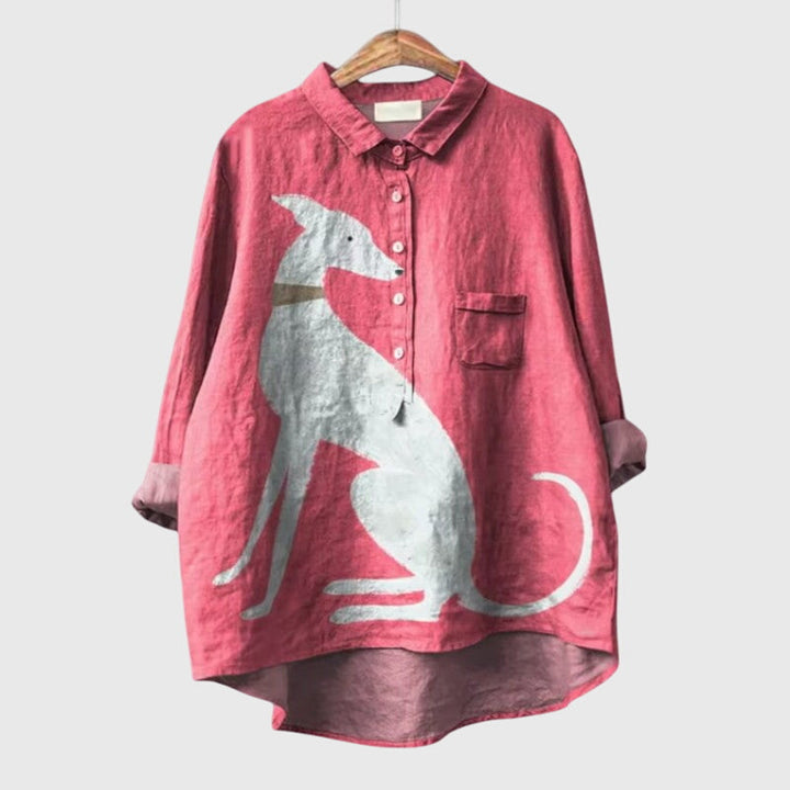 Women's Dog Print Shirt - Relaxed Fit, Fun Everyday Style