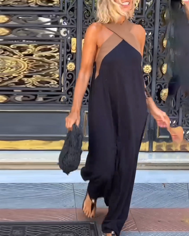 Women's Halter Crossover Long Dress - Effortless Elegance
