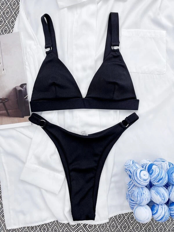 Women's Delta Wing Triangle Bikini with Cups - Poolside Chic