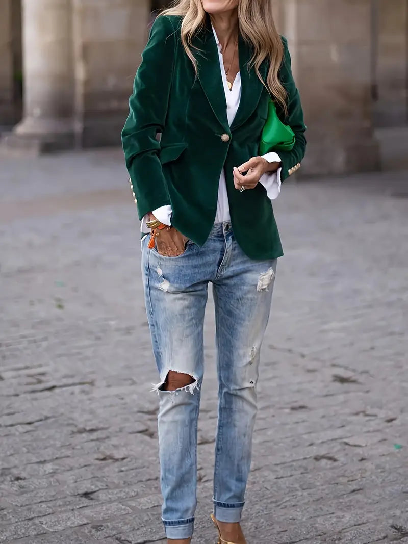 Women's Savannah Velvet Blazer - Timeless Evening Elegance