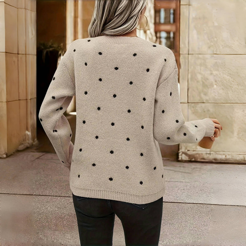 Women's Cozy Polka Knit Sweater – Playful & Everyday Comfort