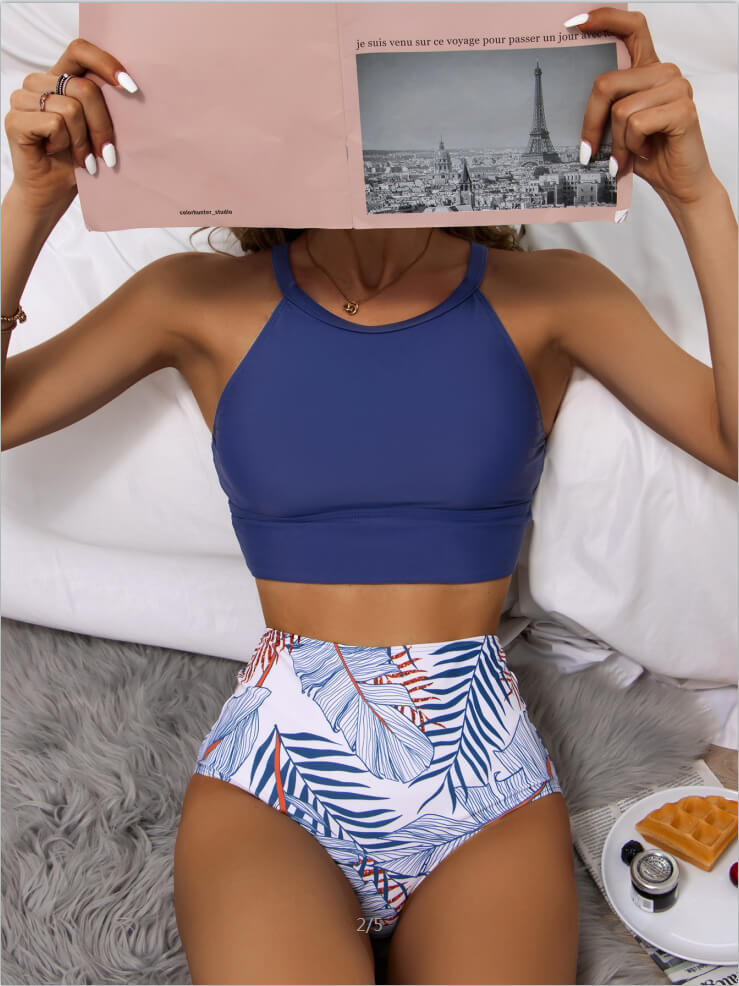 Women's High-Waisted Bikini Top with Drawstring - Effortless Beach