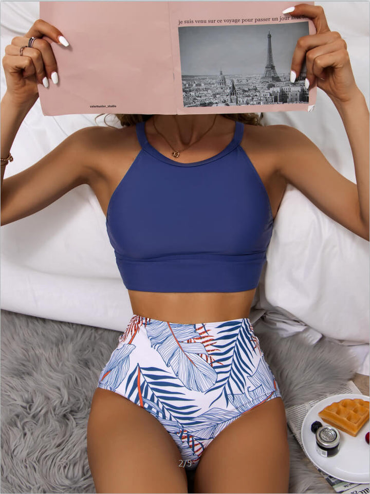 Women's High-Waisted Bikini Top with Drawstring - Effortless Beach