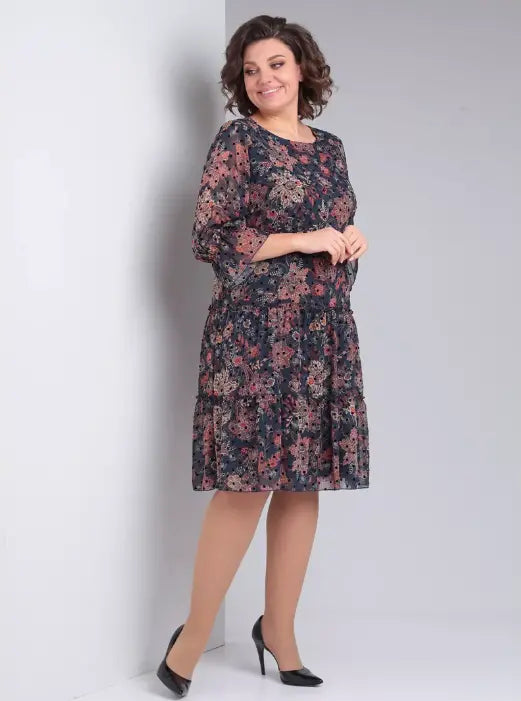 Women's Floral Elegant Midi Dress – Timeless Sophistication