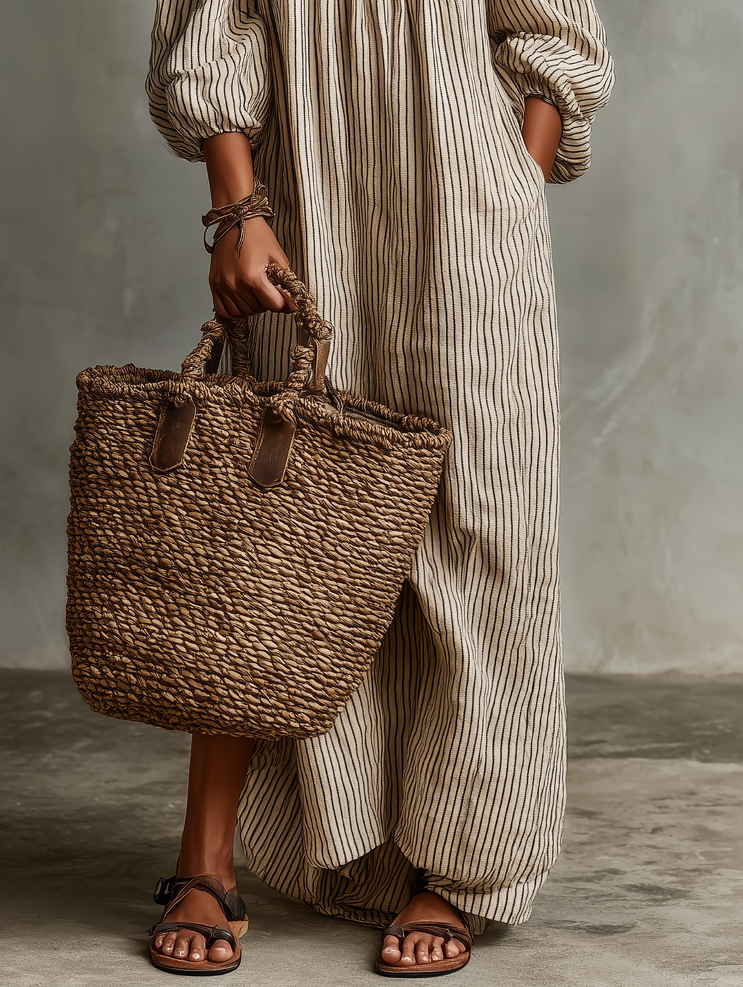 Women's Cotton-Linen Off-Shoulder Maxi Dress - Vacation Ready