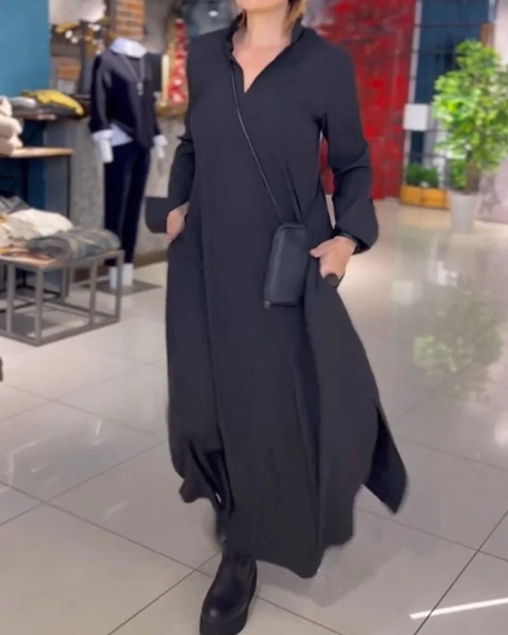 Women's Long Flowy Dress with Side Slits - Elegant for Special