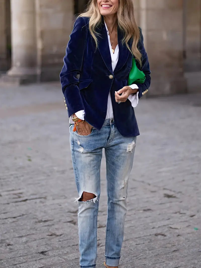 Women's Savannah Velvet Blazer - Timeless Evening Elegance