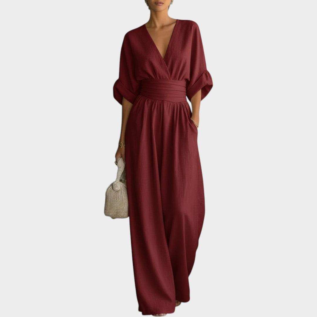 Women's Wide Leg Draped Jumpsuit - Effortless Elegance
