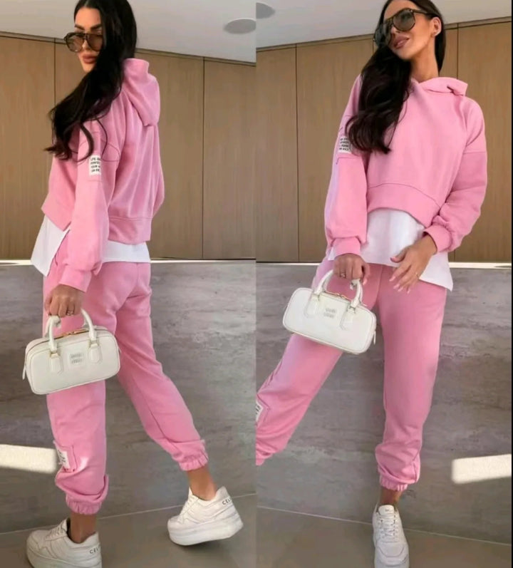 Women's Hooded Casual Sweatshirt Set - Cozy & Effortless