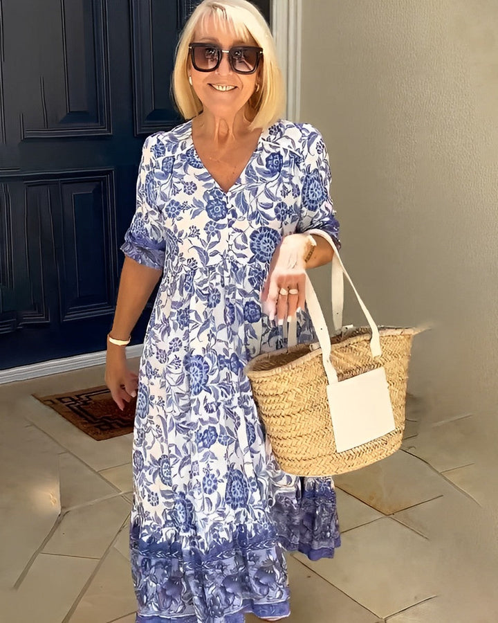 Women's Floral Viscose Maxi Dress - Flattering Everyday Sophistication