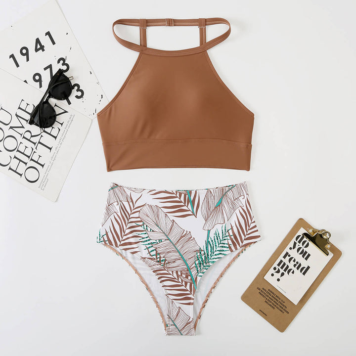 Women's High-Waisted Bikini Top with Drawstring - Effortless Beach
