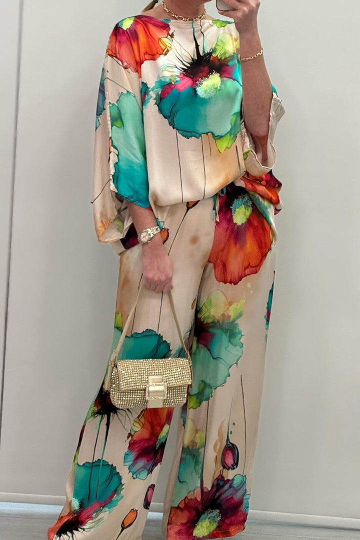 Women's Floral Printed Two-Piece Set - Effortless Elegance