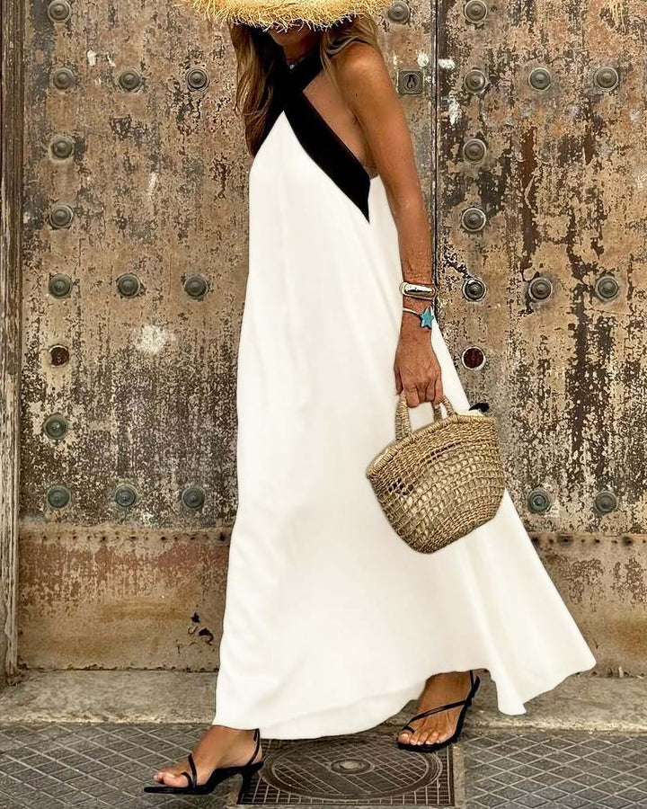 Women's Halter Crossover Long Dress - Effortless Elegance