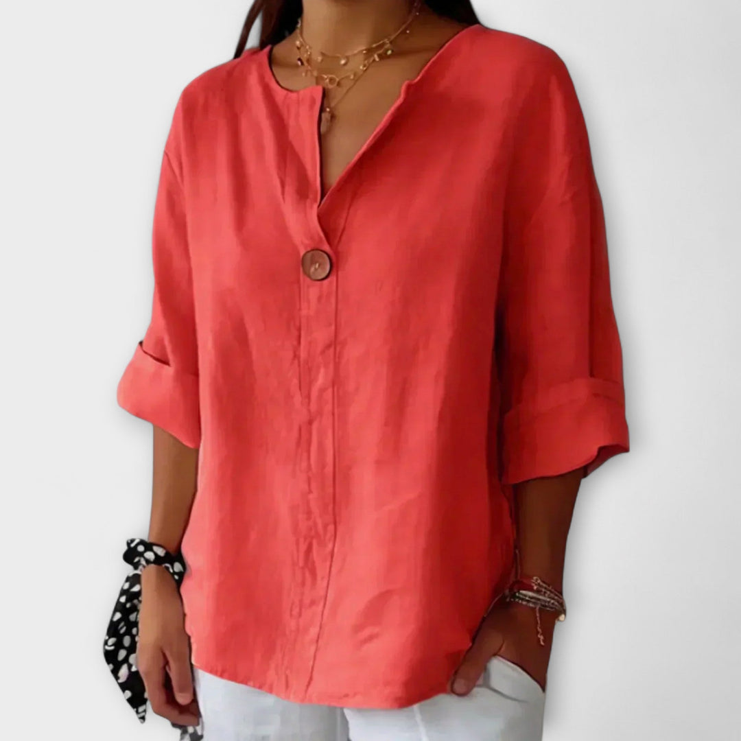 Women's Laidback Chic Button Blouse - Everyday Versatility