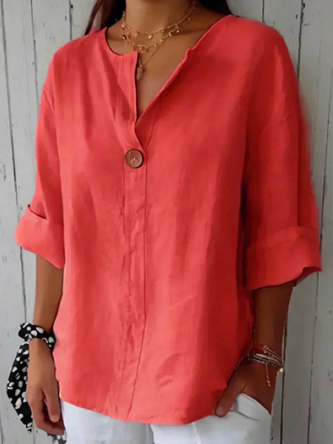 Women's Juniper Relaxed V-Neck Blouse - Effortless Elegance
