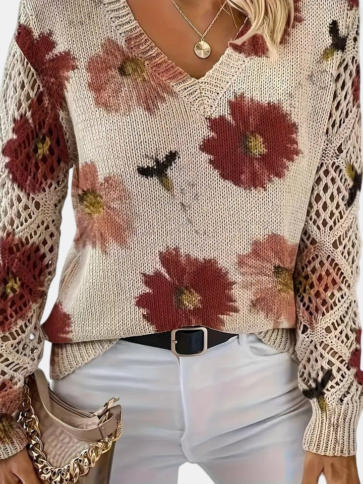 Women's Blooming Chic Knit Sweater - Effortless Everyday Elegance