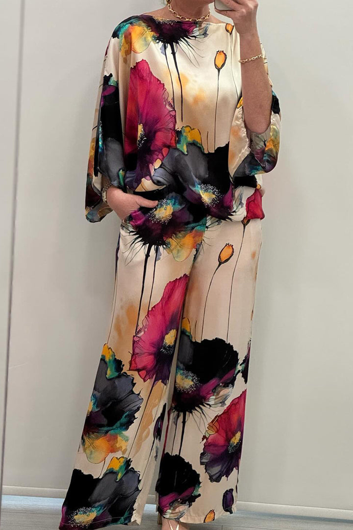 Women's Floral Printed Two-Piece Set - Effortless Elegance