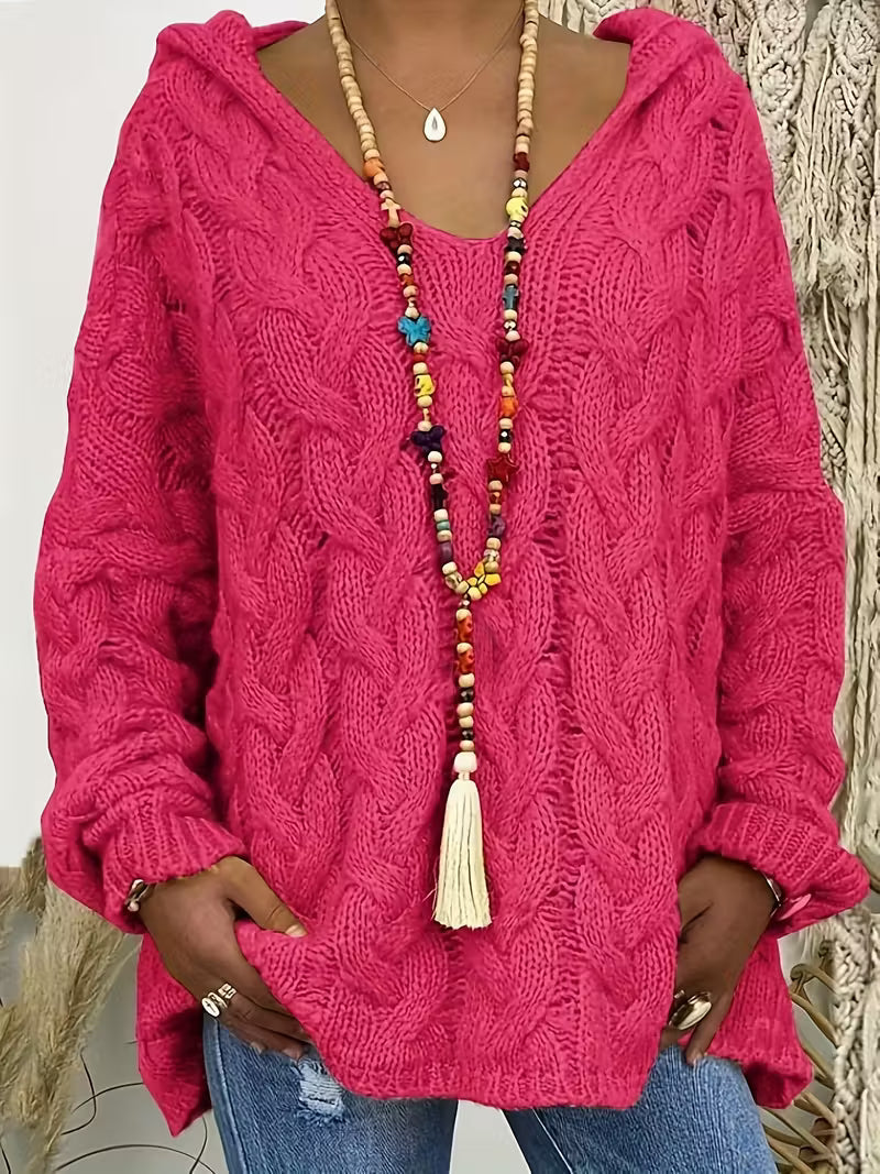 Women's Isla Chunky Knit Hooded Sweater - Cozy Cable-Knit