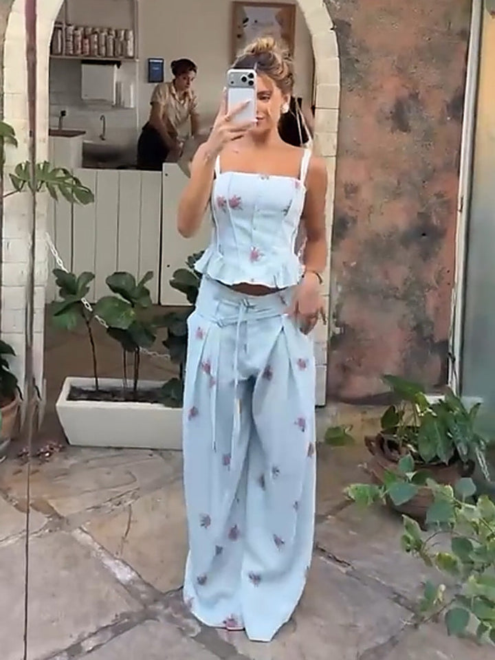 Fresh Printed Cami Top + Trousers Set