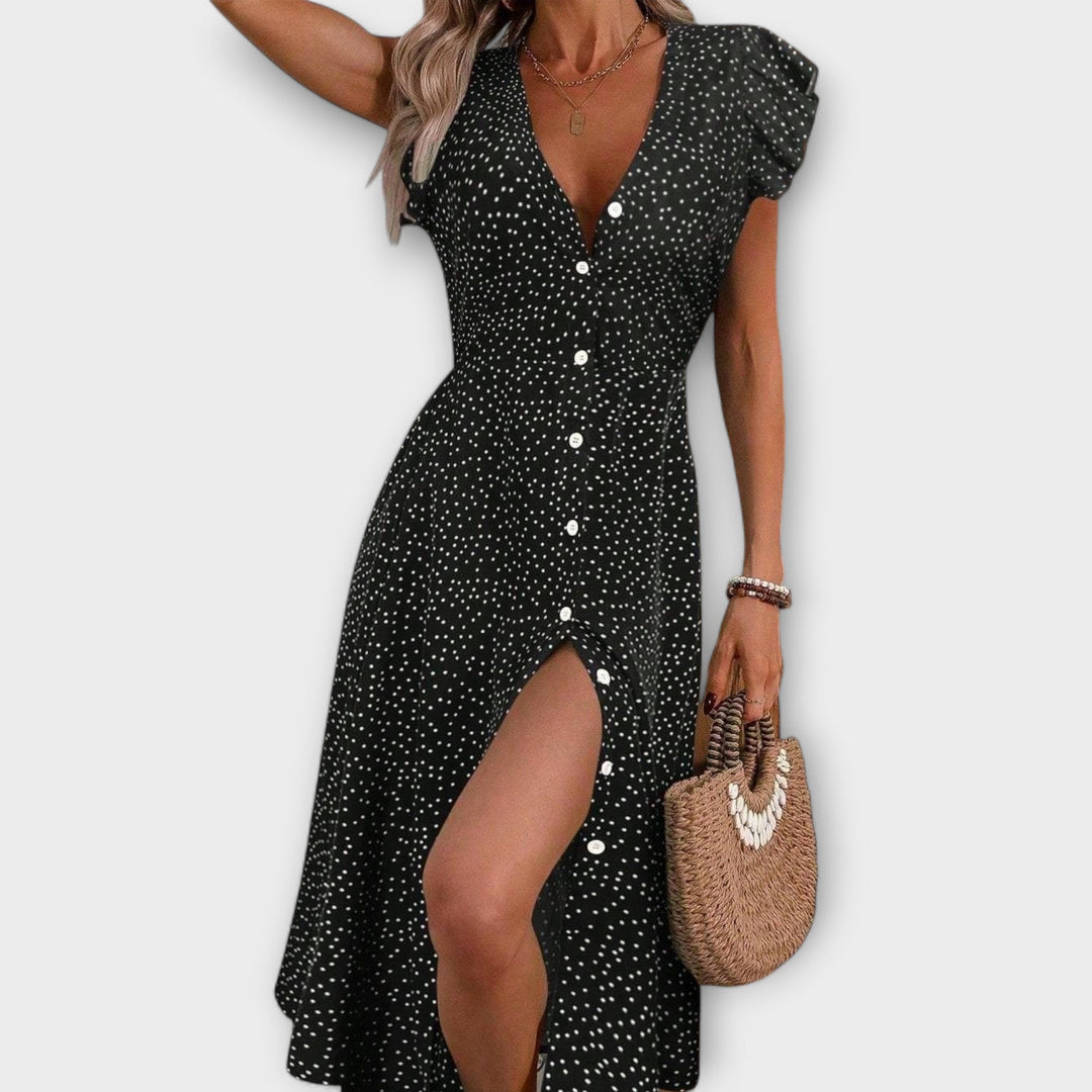 Women's Polka Dot A-Line Dress - Chic & Versatile for Any Occasion