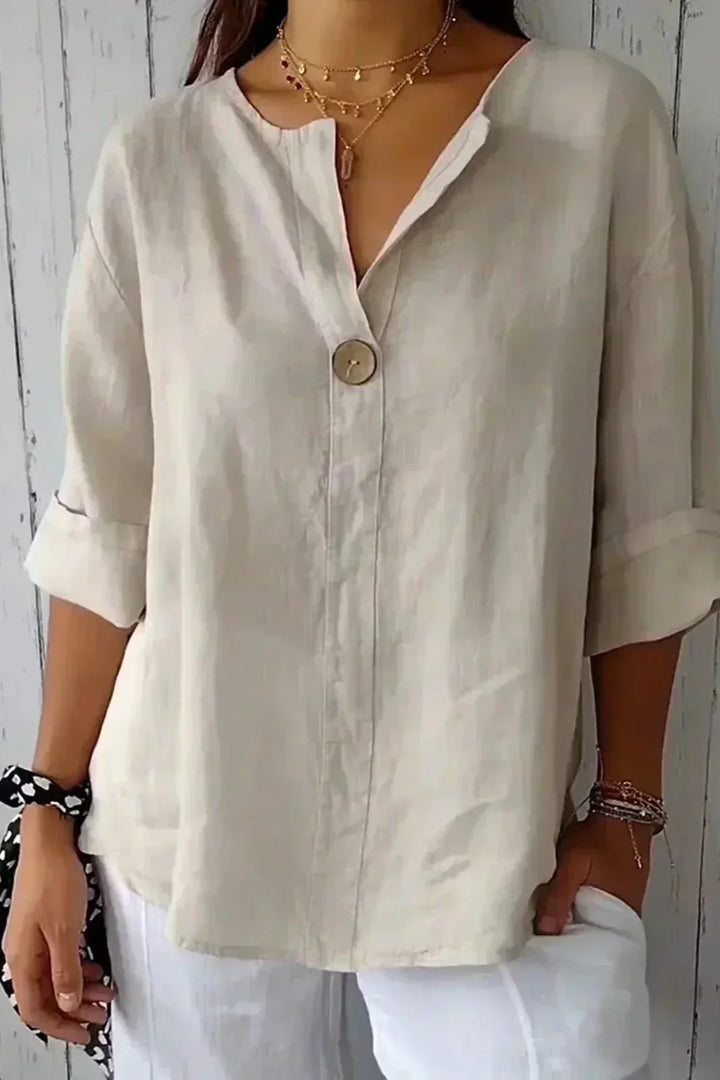 Women's Natasha Linen V-Neck Blouse - Casual Comfort