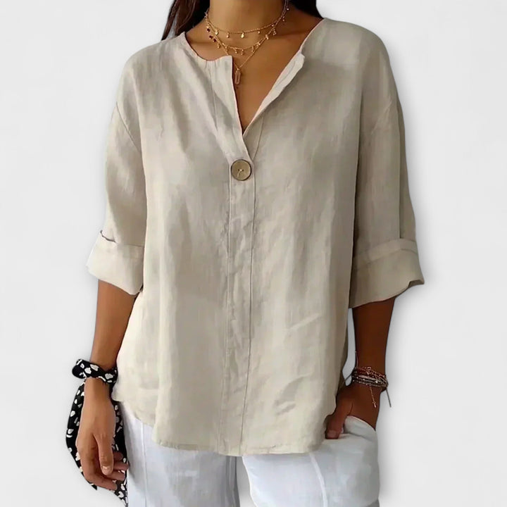Women's Laidback Chic Button Blouse - Everyday Versatility