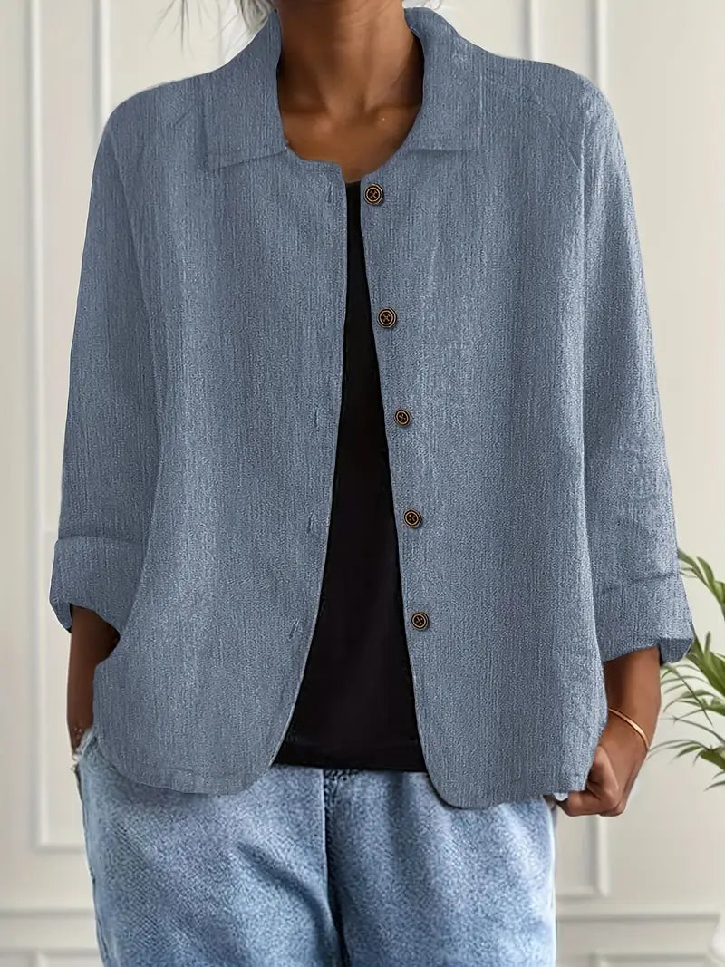 Women's Lightweight Cotton-Linen Shirt-Cardigan - Effortless Style