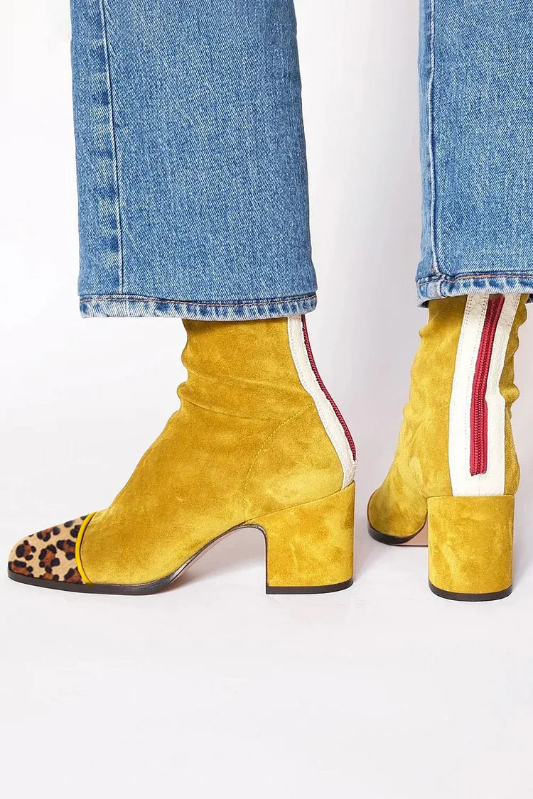 Women's Mid-Heel Ankle Boot with Sporty Details - Urban Style