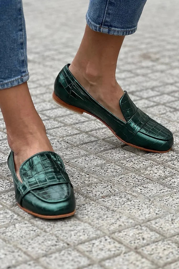 Women's Crocodile Effect Loafer - Everyday Elegance