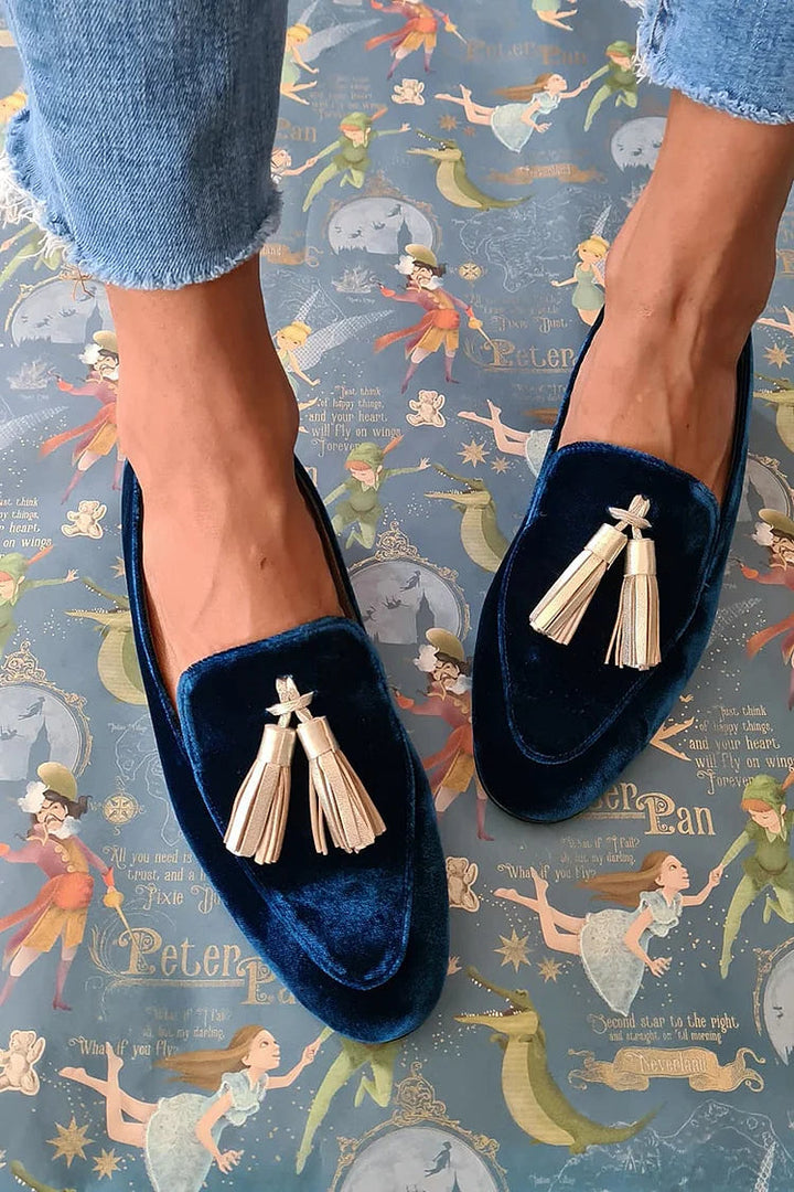 Women's Loafers with Champagne Tassels - Nighttime Charm