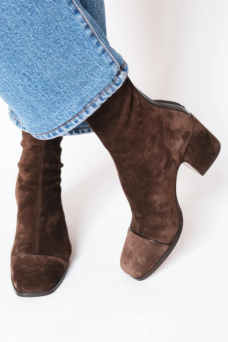 Women's Square Toe Block Heel Boots - Everyday Elegance