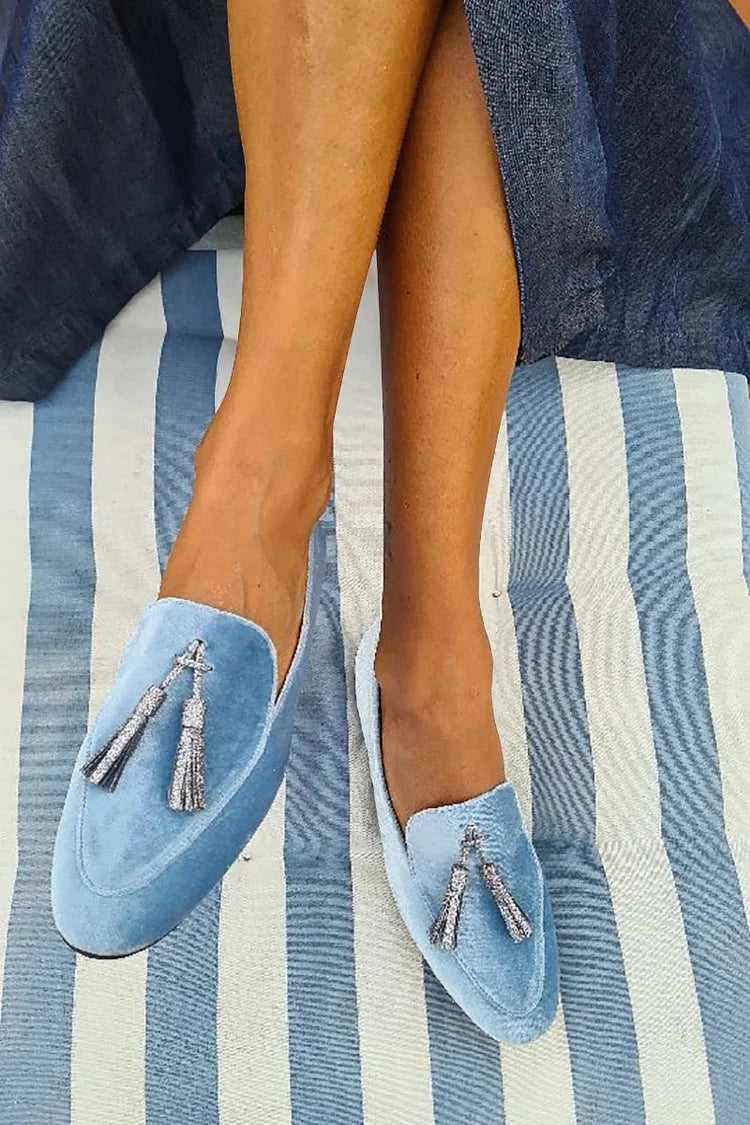 Women's Silver Tassel Slippers - Elegant Summer Style