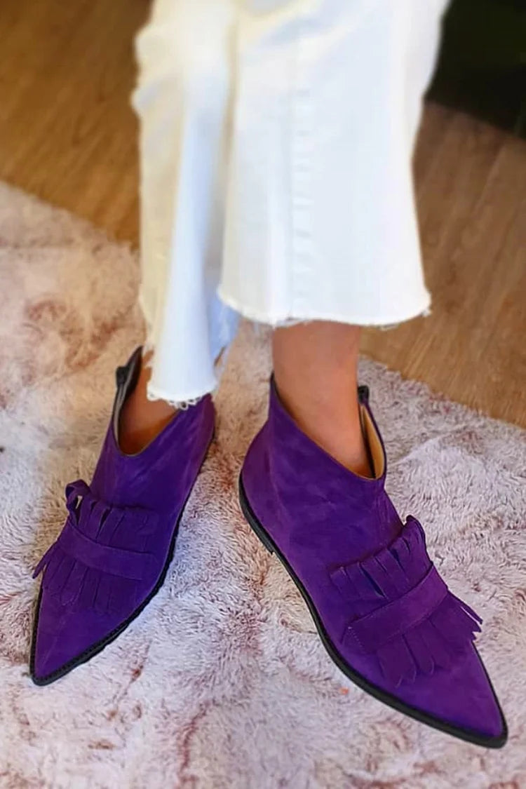 Women's Fringed Ankle Boots - Playful Statement Style